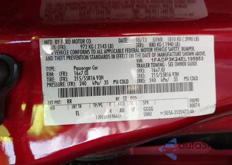 2014 Ford Focus Se из США, поврежденный, VIN 1FADP3K24EL195853